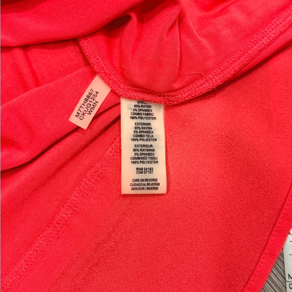 Calvin Klein Women's Coral Short Sleeve Tee with Chiffon Accents Size S - Picture 12 of 12